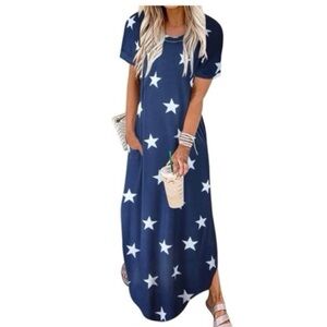 Anrabess Star Print Maxi Dress NWT